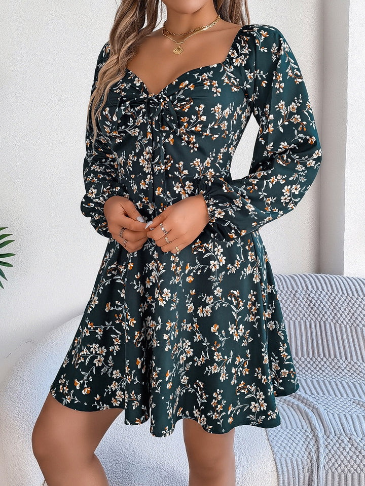 Printed Balloon Sleeve Mini Dress - Han2sure-men's fashion clothing, women's accessories, designer jewelry, stylish outfits for men, trendy women's fashion, luxury fashion brand