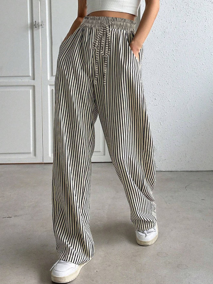 Drawstring Striped Elastic Waist Pants - Han2sure-men's fashion clothing, women's accessories, designer jewelry, stylish outfits for men, trendy women's fashion, luxury fashion brand