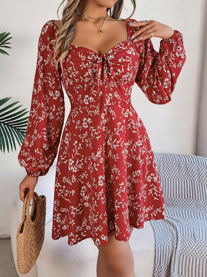 Printed Balloon Sleeve Mini Dress - Han2sure-men's fashion clothing, women's accessories, designer jewelry, stylish outfits for men, trendy women's fashion, luxury fashion brand