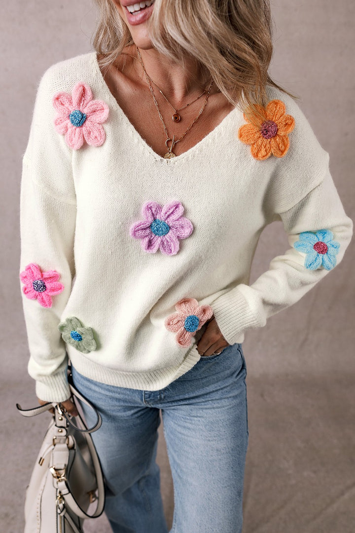 Crochet Flower Sweater - Han2sure-men's fashion clothing, women's accessories, designer jewelry, stylish outfits for men, trendy women's fashion, luxury fashion brand