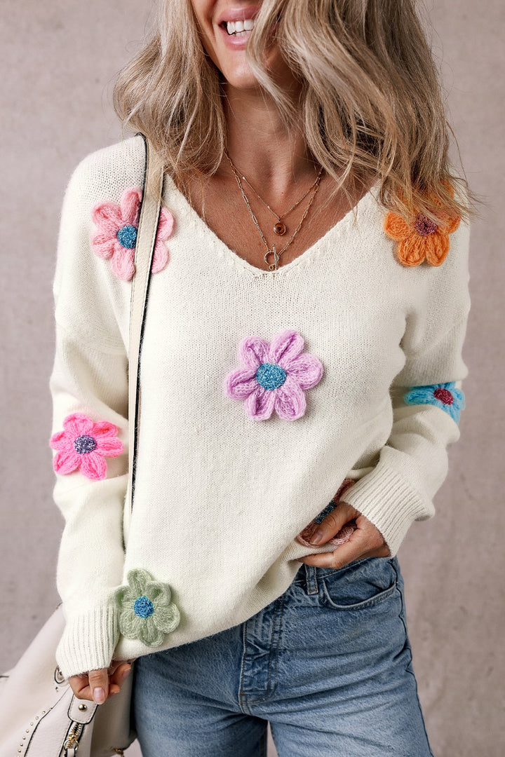 Crochet Flower Sweater - Han2sure-men's fashion clothing, women's accessories, designer jewelry, stylish outfits for men, trendy women's fashion, luxury fashion brand