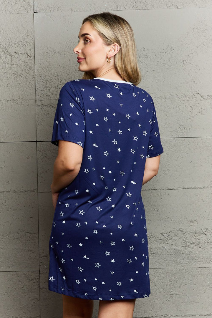 MOON NITE Button Down Sleepwear Dress - Han2sure-men's fashion clothing, women's accessories, designer jewelry, stylish outfits for men, trendy women's fashion, luxury fashion brand