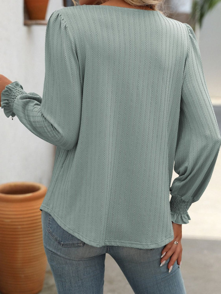 Square Neck Long Sleeve Top - Han2sure-men's fashion clothing, women's accessories, designer jewelry, stylish outfits for men, trendy women's fashion, luxury fashion brand