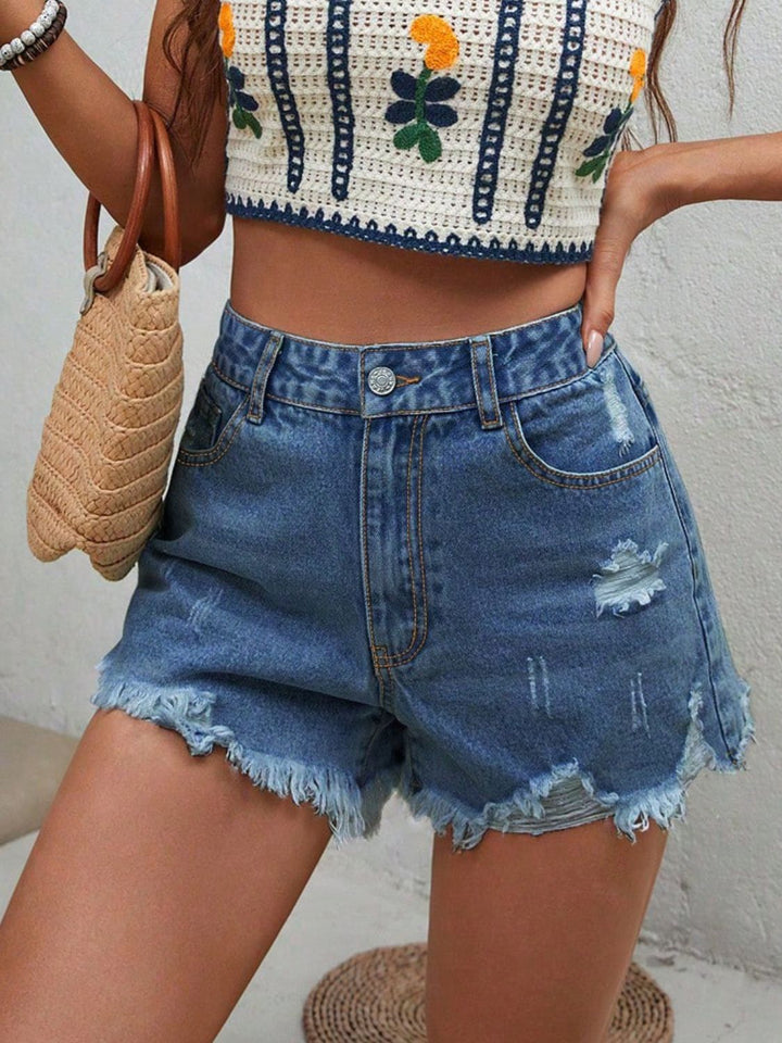 Distressed Denim Shorts - Han2sure-men's fashion clothing, women's accessories, designer jewelry, stylish outfits for men, trendy women's fashion, luxury fashion brand