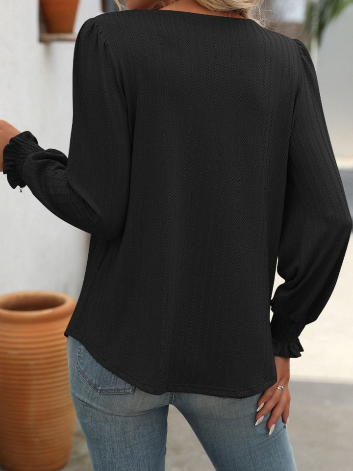 Square Neck Long Sleeve Top - Han2sure-men's fashion clothing, women's accessories, designer jewelry, stylish outfits for men, trendy women's fashion, luxury fashion brand