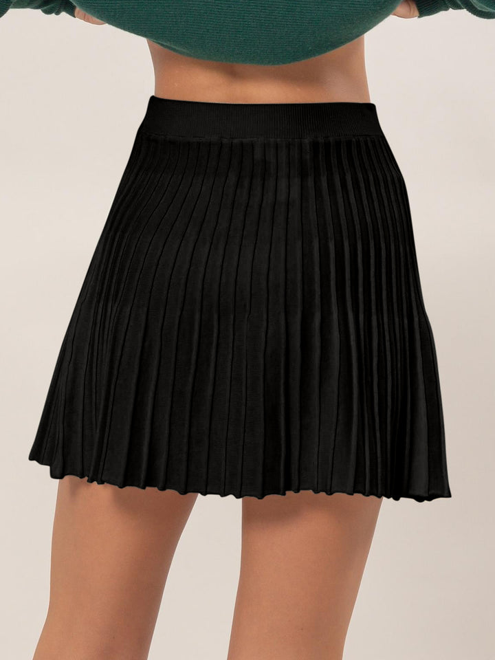 High Waist Knit Pleated Flare Mini Skirt - Han2sure-men's fashion clothing, women's accessories, designer jewelry, stylish outfits for men, trendy women's fashion, luxury fashion brand