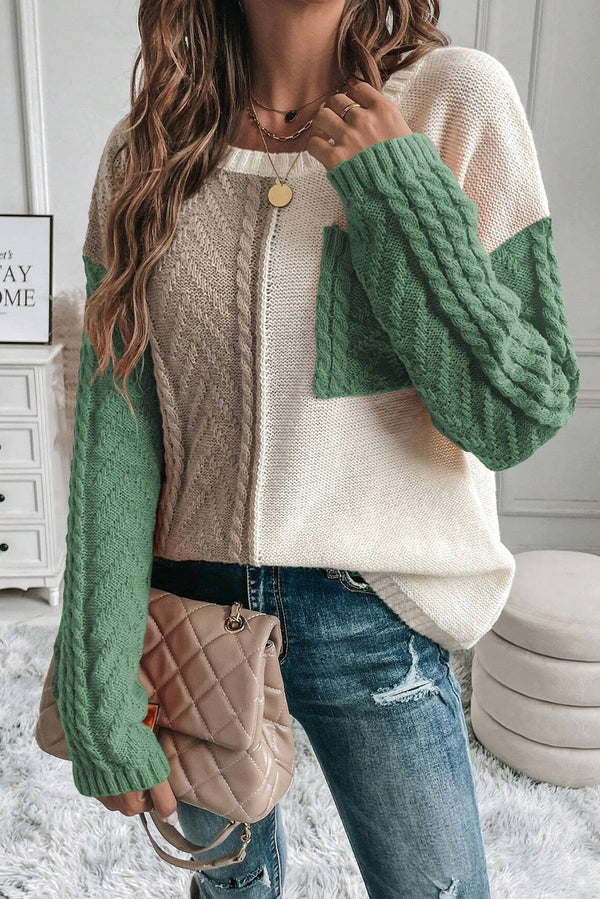 Color Block Long Sleeve Sweater