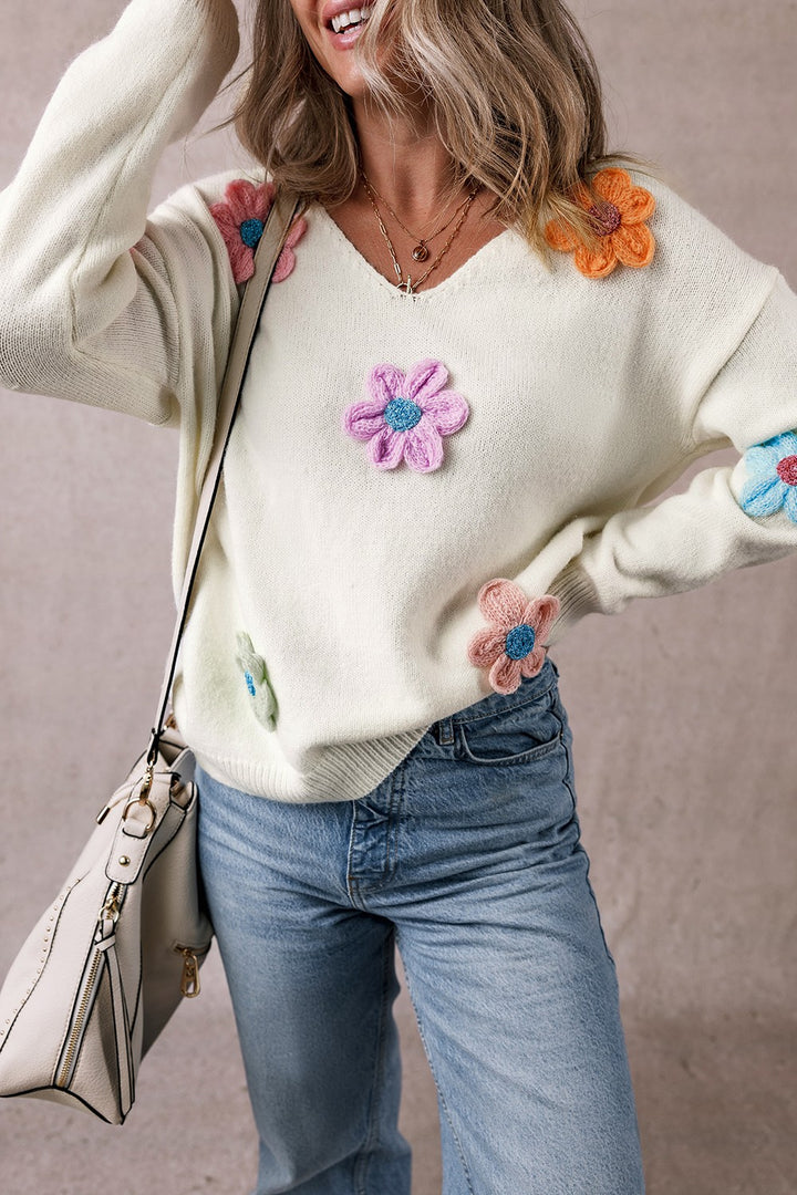 Crochet Flower Sweater - Han2sure-men's fashion clothing, women's accessories, designer jewelry, stylish outfits for men, trendy women's fashion, luxury fashion brand