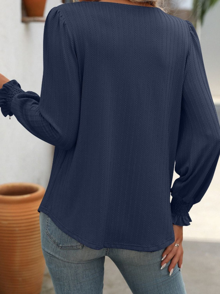 Square Neck Long Sleeve Top - Han2sure-men's fashion clothing, women's accessories, designer jewelry, stylish outfits for men, trendy women's fashion, luxury fashion brand